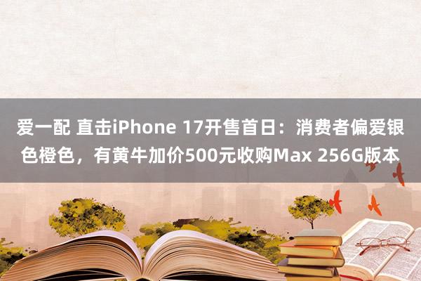 爱一配 直击iPhone 17开售首日：消费者偏爱银色橙色，有黄牛加价500元收购Max 256G版本